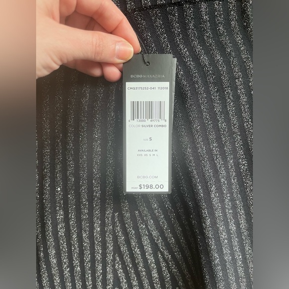 BCBG MAX AZRIA BLACK & SILVER SKIRT SMALL BRAND NEW W TAGS HIGH WAISTED - Picture 4 of 7